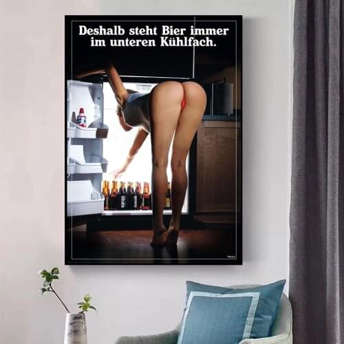 Retro Beer Sexy Girl Posters And Prints Modern Women Canvas Paintings On The Wall Art Wall Pictures For Living Room Decor