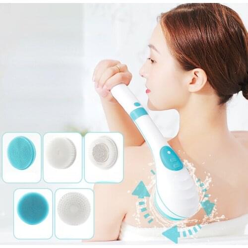 Electric Bath Shower Brush Handheld Massage Body Brush Back Clean Long Handle Spa Exfoliation Clean Scrub Five kinds of brush