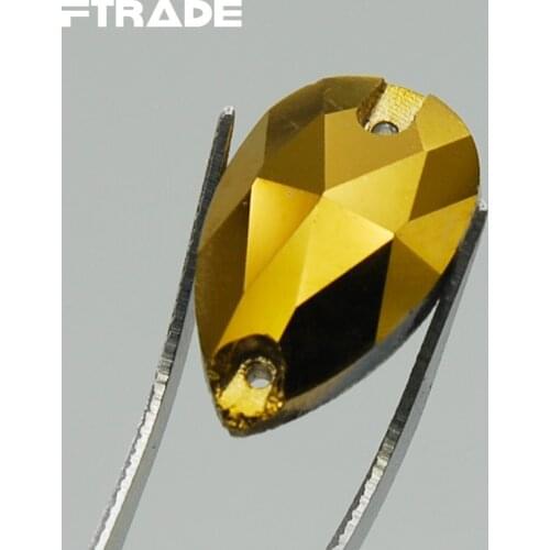 Super Shiny Gold Hematite 7x12,10.5x18,13x22,16x25,17x28,22x38 Teardrop Droplet Sew On Rhinestones Sewing Crystals Glass Making