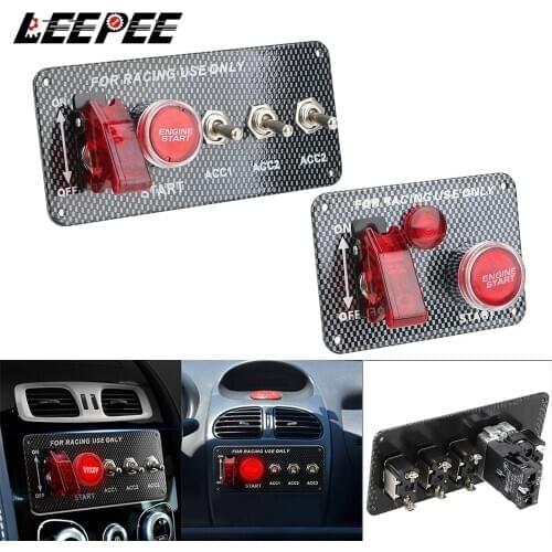 LEEPEE LED Toggle Switch 12V LED Ignition Switch Panel for RacingCarbon Fiber Car Engine Start Push Button Car accessories