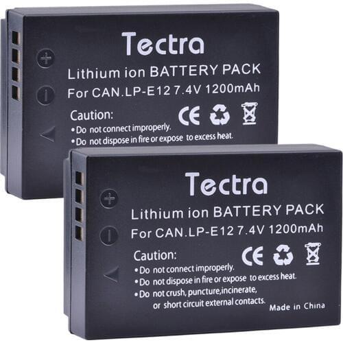 Tectra 2pcs 1200mAh LP-E12 LP E12 LPE12 Li-ion Camera Battery akku For Canon M 100D Rebel SL1, EOS-M, EOS M2, EOS M10 Mirrorless