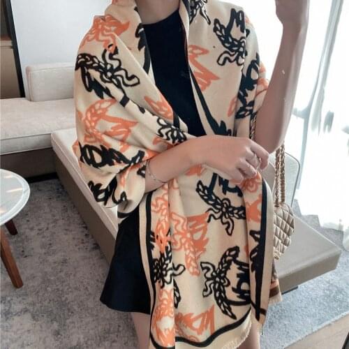 Warm Scarf Women Print Solid Cashmere Pashmina Large Wrap Hijab with Tassel Foulard Bufanda 2021 Designer Winter Shawl Echarpe