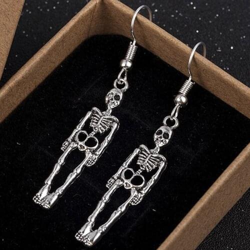 Halloween Vintage Skeleton Skull Dangle Earrings For Women Jewelry Party Gifts