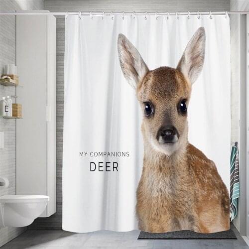 Waterproof Fabric Shower Curtains Wildlife Animals Pattern 3D Print Nordic Simple Home Decor Hooks Bathroom Bath Curtain Sets