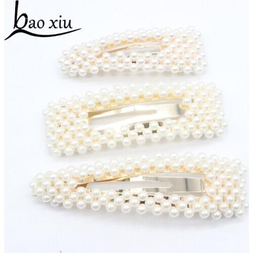 New Fashion Hot Sale 1Set Girls Women Elegant Geometric Pearls Hairpins Headwear Hair Clips Barrettes Headbands Hair Accessories