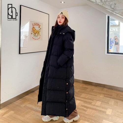 Luck A 2021 Hooded Winter Jacket Women Parka Warm Thick X-Long Down Cotton Coat Female Loose Outerwear Fashion Clothing