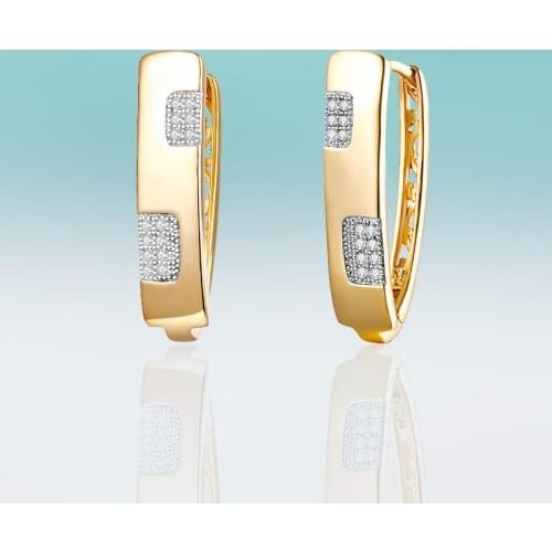 New Classic Lattice Jewelry Micro Inlay Natural Zirconia Gold Square Stud Earrings for Women Brincos Simple Gift for Girls