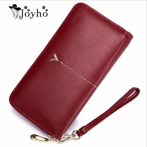 2019 Luxury Brand Long Women Wallet with Interior Moblie Female Large Purse Woman Genuine Leather Card Holder Ladies Coin Red