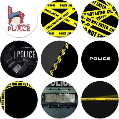 58mm police symbol Icons Pins Badge Decoration Brooches Metal Badges For Backpack Decoration