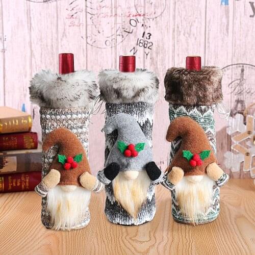 1Pcs Christmas Bottle Cover Home Decor Faceless Doll Bag Table Decor 2021 Christmas Party Supplies Gift Happy New Year