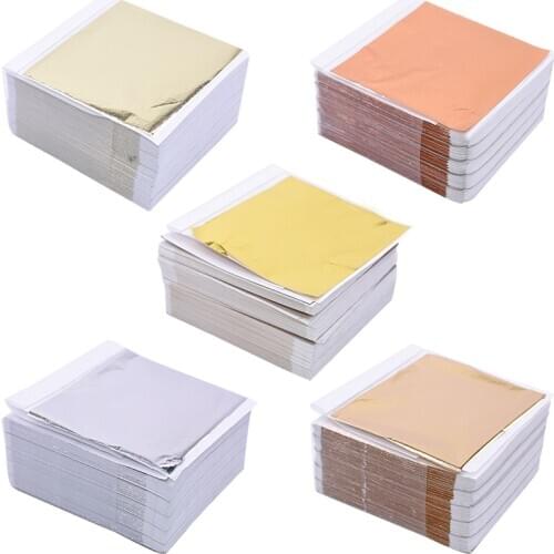 100pcs Imitation Gold Sliver Leaf Foil Papers for Gilding Funiture Lines Wall Crafts Handicrafts Gilding Decor DIY Nail Art