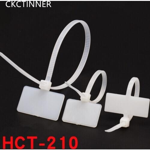 100pcs easy to dial Width 3.1 Length 210mm Nylon cable plastic tags loop ties markers Cable Tag self-ties with zipper closure