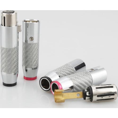 2Sets/4pcs XLR Male Female Connector 3 Pin Carbon Fiber XLR Microphone Audio Connector Plug