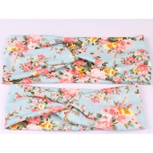 2pcs Mother & Baby Headbands Kids Girl Boys Bow Hairband Print Floral Elastic Hair Bands Parent-Child Hair Accessories