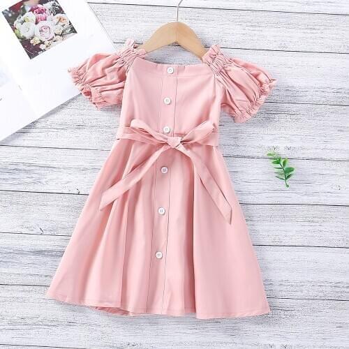 2021 Summer New Style Puff Sleeve Dress Childrens Clothing Girls Clothing Kids Clothes Girls Dresses For Girls