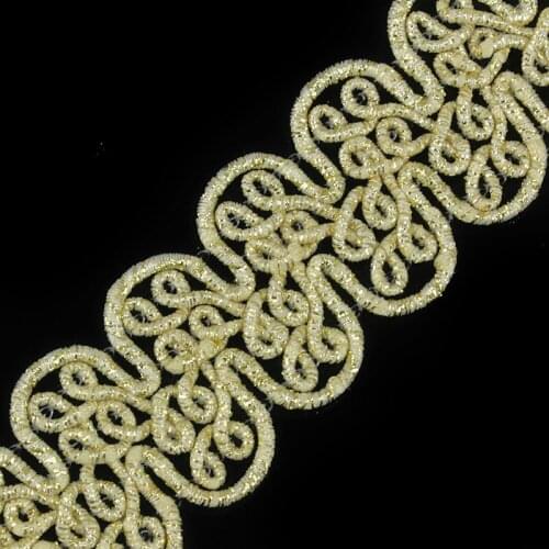 2Y Metallic Gold Trim Braided Trims Lace Ribbon Trimming Motif Venise Applique Webbing Tape Diy Sewing Accessorices