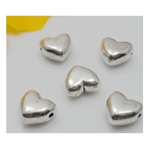 50Pcs Tibetan Silver Heart Spacer Beads Jewellery Craft Findings 5x9mm