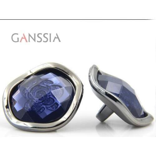 6pcs/lot Size:18-30mm Elegant Round Blue Shank Button Sweater Imitation Diamond Scrapbooking Sewing Accessories buttons(SS-74)