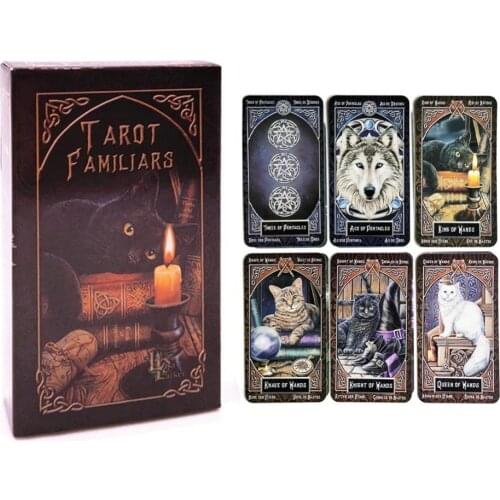 78pcs Familiars Tarot Cards Deck English Spanish French German Version Mysterious Animal Magic Divination Fate Board Cards Game