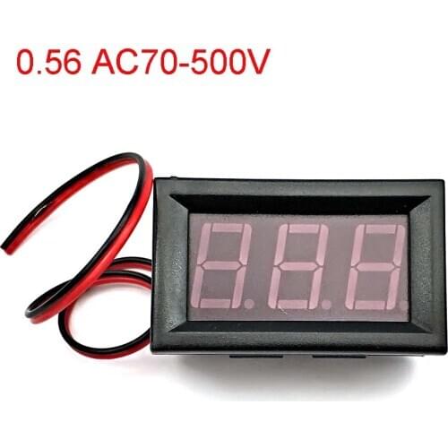 AC 70-500V 0.56" LED Digital Voltmeter Voltage Meter Volt Instrument Tool 2 Wires Red Green Blue Display 110V 220V DIY 0.56 Inch