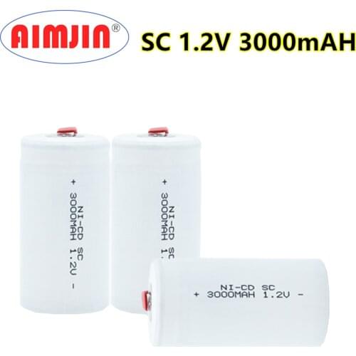 SC1.2V 3000mah Original Screwdriver Electric Drill Batteries SC Ni-Cd Rechargeable Battey with Tab Power Tool NiCd SUBC Cells