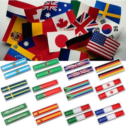 A lot car styling Argentina Portugal Italy Spain France Canada Sweden Brazil flag motorcycle car stickers emblem car accessories