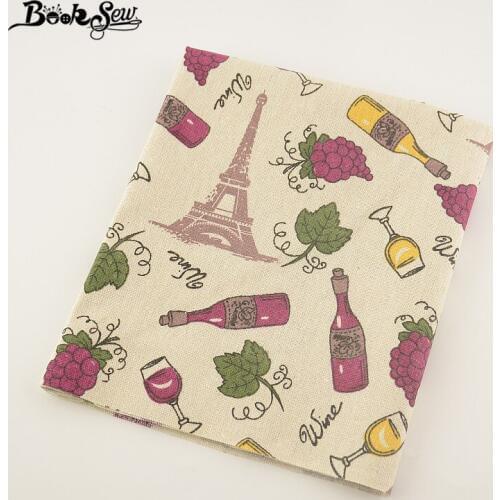 Booksew Home Textile Cotton Linen Fabric Printed Wine Style Sewing Material Tissu Tablecloth Pillow Bag Curtain Cushion Zakka