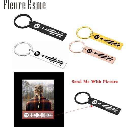 Custom Music Spotify Scan Code Keychain for Women Men Personalized Laser Engraved Song Code Keyring Christmas Jewelry Gift