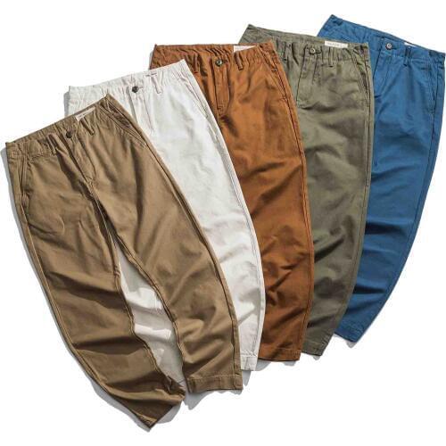 New vintage casual pants mens Chinos brand clothing solid trousers male high quality khaki chino pants for autumn