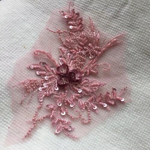 Handmade Beads Sequins Lace Applique Sew-On DIY Material For Cloth Formal Dress Decoration