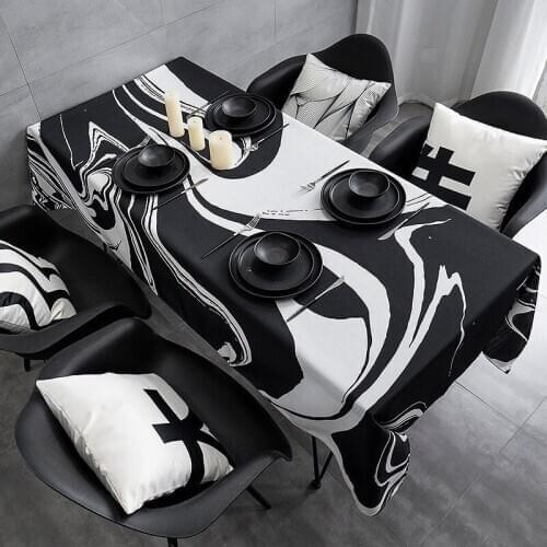 Black and white waterproof tablecloth fabric tablecloth rectangular tablecloth coffee table tablecloth desk cloth