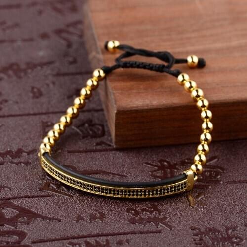 Luxury Black Zircon Long Tube Copper Beads 5mm Men Bracelets&Bangles For Women Fashion Jewelry