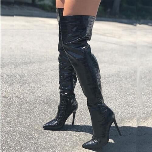 Dovereiss Fashion Womens Shoes Winter Pointed Toe sexy Zipper new Pure color Over the knee boots Stilettos heels 35-47