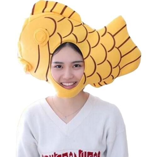 Japanese squid burning headgear fish hat plush toy hat stuffed toy cap