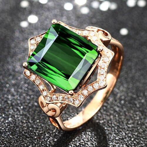 Emerald gemstones Rings for women citrine amethyst sapphire crystal zircon diamonds anillos luxury jewelry cocktail party ring