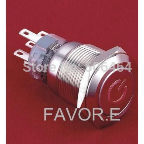 * LED Stainless steel 19mm IP67 5A/250VAC 2NO 2NC POWER signs illuminated Momentary metal Push Button Switch