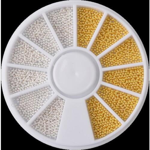 3D Gold Silver Mini Metal Steel Bead Stainless Caviar Nail Art Tips Decoration Manicure tools