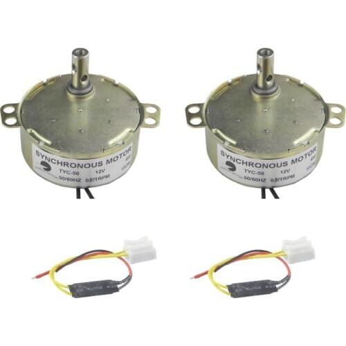 CHANCS 2PCS Micro Motor TYC-50 DC 12V 0.8-1RPM CCW Slow Speed Electric Motor Turntable Gear Box for Microwave Oven