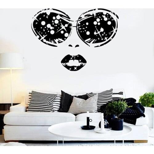 Fashion Woman Wall Sticker Girls Bedroom Wall Decoration Sexy Lips Decals Glasses Stickers Beautiful Stars Creative Trend Decor