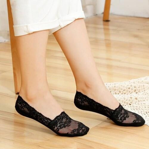 Fashion Women Cotton Lace Antiskid Invisible Liner Socks Elastic Comfy Female Summer Spring Ankle Boat Low Cut Short Socks