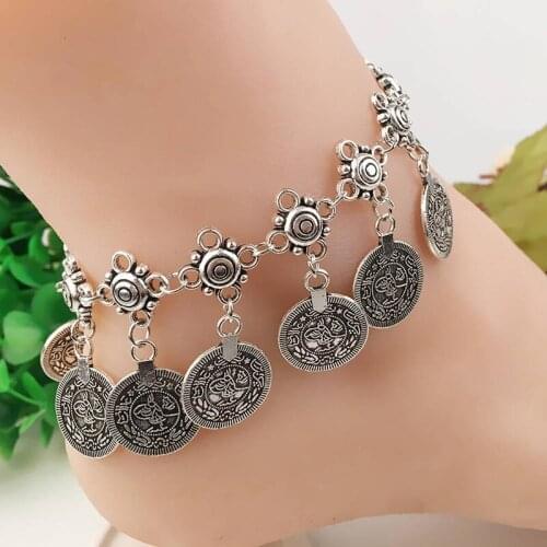 Fashion Vintage Style Metal Coin Style Tassel Anklet
