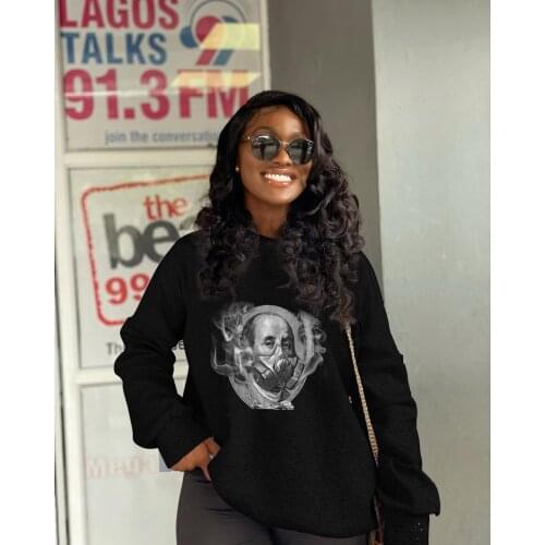 VAZN Spring 2021 New Street Ladies Loose Sport Fashion Casual Print Round Case Mask Long Sleeve Hoodie