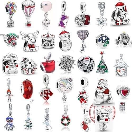 New Winter Merry Christmas Series Beaded Ornaments Suitable for Original Pandora Bracelet DIY Exquisite Gift 925 Sterling Silver