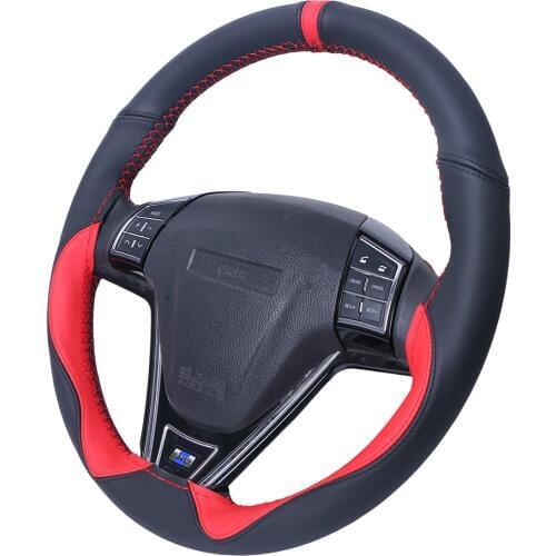 O SHI CAR Universal Sport Style Steering Wheel Cover Car Fibe Leather Steering Wheel Braid Anti-wear Steering Cover 38cm X9
