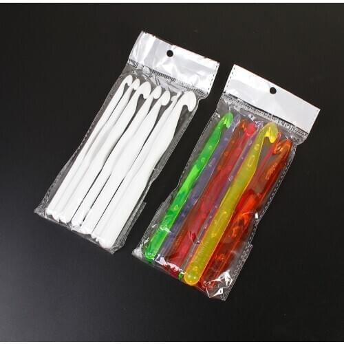 9PCs/Set Mixed Multicolor Plastic Sewing Needles Crochet Hook Weaving Sewing Tools Knitting Accessories 13.7-14.7cm long