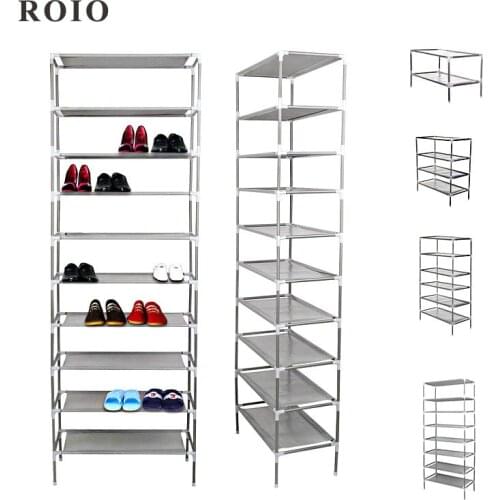 2/4/6/8/10 Tiers Shoe Rack Nonwoven Fabric Dustproof Storage Shelf Bolding Steel Tube Shoe Cabinet Space-saving Shoe Organizer
