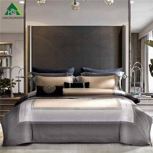 Simple Atmospheric Dome Frame Design Bedding Sets 4Pcs Yarn Dyed Jacquard Bed Linens King Size Duvet Cover Pillowcase Bedsheet