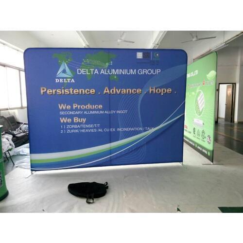 Straight fabric backpdrop show Square Corners Tension Fabric Printed Banner,Exhibition Advertising Backwall Display 2.3*3m