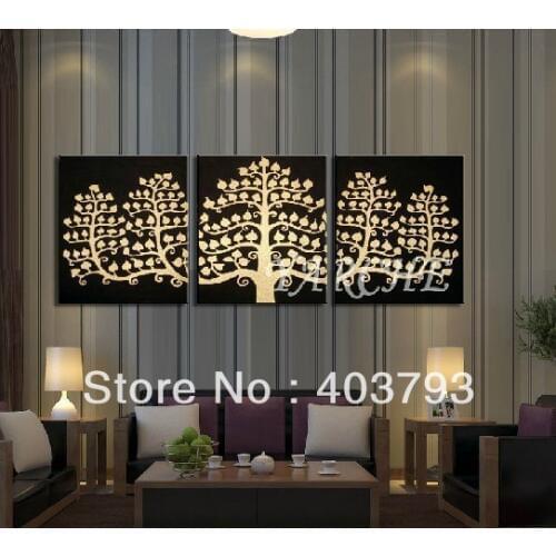 Modern abstract fashion oil painting on canvas for home decoration Golden banyan tree free shipping