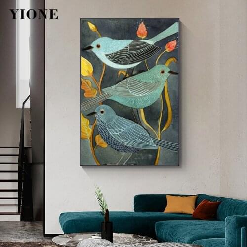 Modern Vintage Birds Canvas Print Painting Animal Nightingale Art Picture Wall Poster for Living Room Bedroom Home Decoration